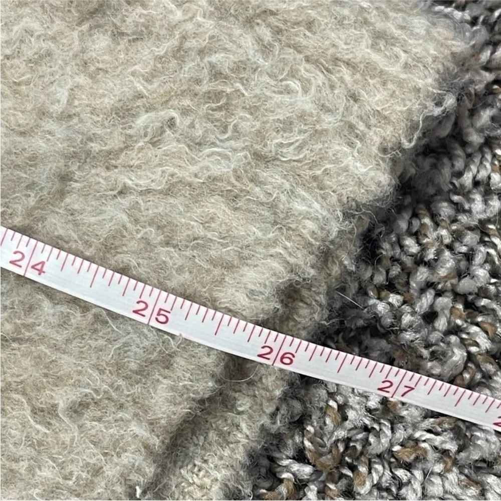 Anthropologie Simone Teddy Sweater Tan Taupe Oversized V-Neck Fuzzy Small